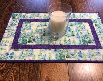 Quilted Tree Table Runner with Purple Trim