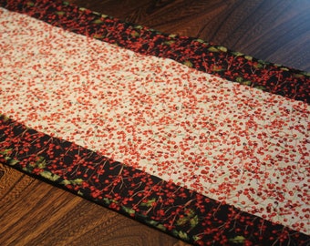 Red Berry Quilted Table Runner