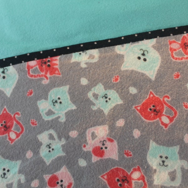 Cat Flannel Sheet Etsy