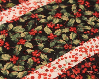 Red Berries and Holly Quilted Table Runner
