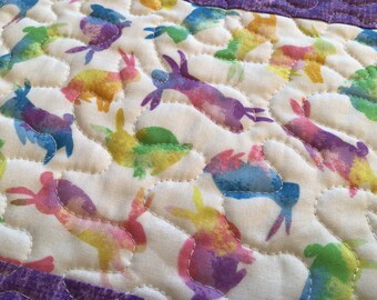 Bunny Table Runner, Quilted Easter Runner, Easter Bunny Runner, Rabbit Runner