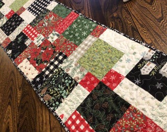 Christmas Patchwork Quilted Table Runner