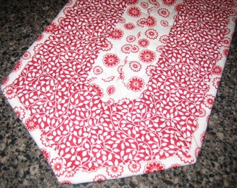 Red and White Quilted Table Runner
