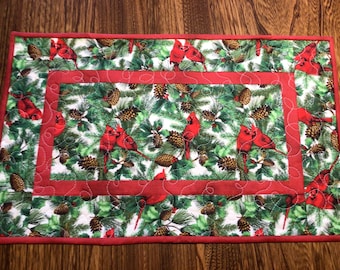 Small Quilted Cardinal Table Runner