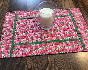 Pink Tulip Quilted Table Runner