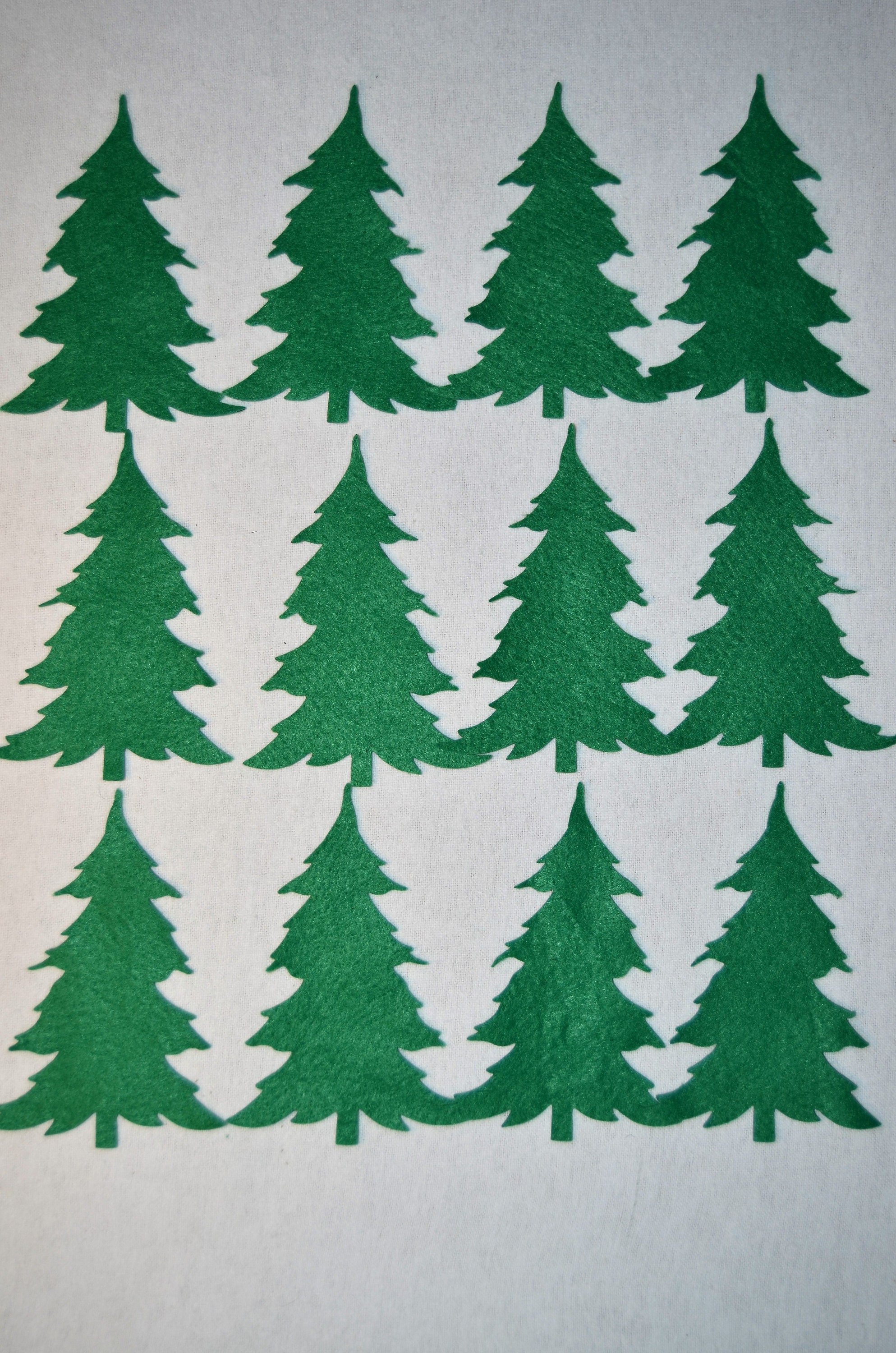 Pack of 12 Wool Blend Felt Die Cut Christmas Pine Tree Shapes for Card