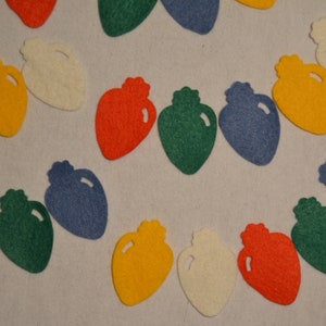 Wool Blend Felt Die Cut Christmas Tree Light Shapes Classic Colors Pack of 50 for Card Making, Felt Board, Wreath, Classroom etc