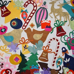 Holiday Pack of 50+ Wool Blend Felt Die Cut Christmas Ornaments PLUS Lights for Felt Tree, Felt Board, Classroom etc