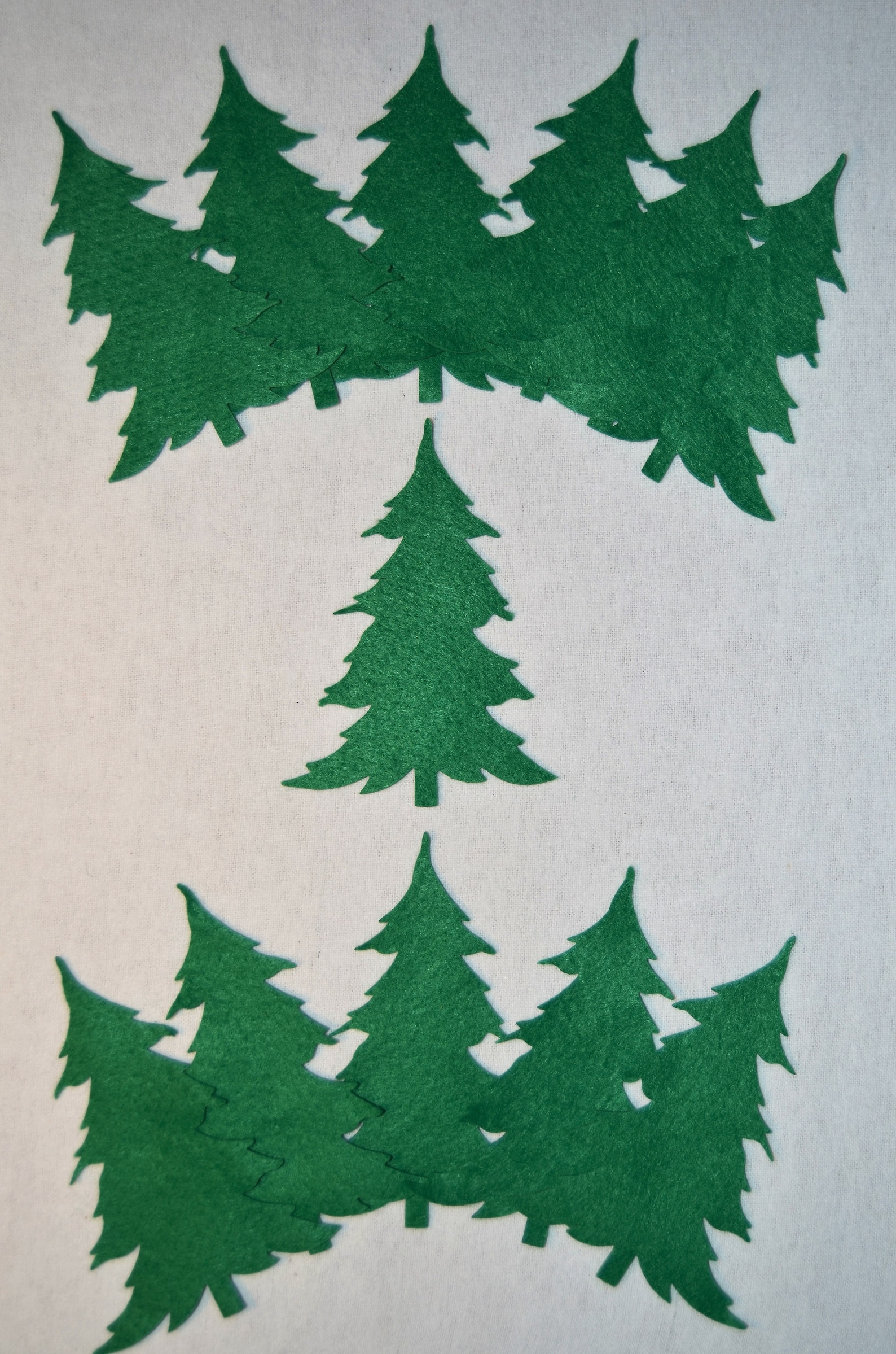 Pack of 12 Wool Blend Felt Die Cut Christmas Pine Tree Shapes for Card