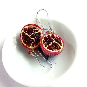 Pomegranate earrings garnet earrings Pomegranate jewelry gift for her polymer clay garnet jewelry fruit earrings jewelry lover gift