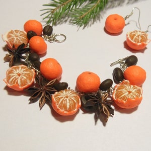 mandarin bracelet tangerine bracelet mandarin jewelry tangerine jewelry Christmas jewelry clementine jewelry citrus necklace tangerine neckl