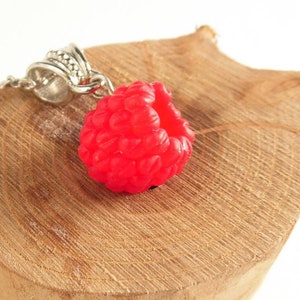 Raspberry Pendant: Realistic Polymer Clay Berry Necklace