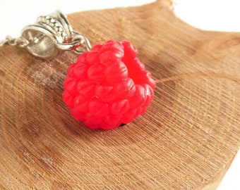 Raspberry pendant Raspberry necklace fake food berry jewelry realistic raspberry gift for her polymer clay jewelry berry pendant mini food