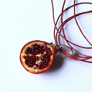 Pomegranate pendant garnet pendant Pomegranate jewelry gift for her polymer clay garnet jewelry fruit pendant berry jewelry vegan pendant