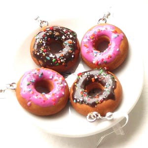 Donut Earrings: Handmade Polymer Clay Funny Christmas Food Jewelry