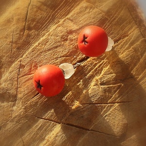Rowan stud rowan earrings red berry stud polymer clay jewelry autumn jewelry berry jewelry fall gift Fall berry jewelry Rowan jewelry