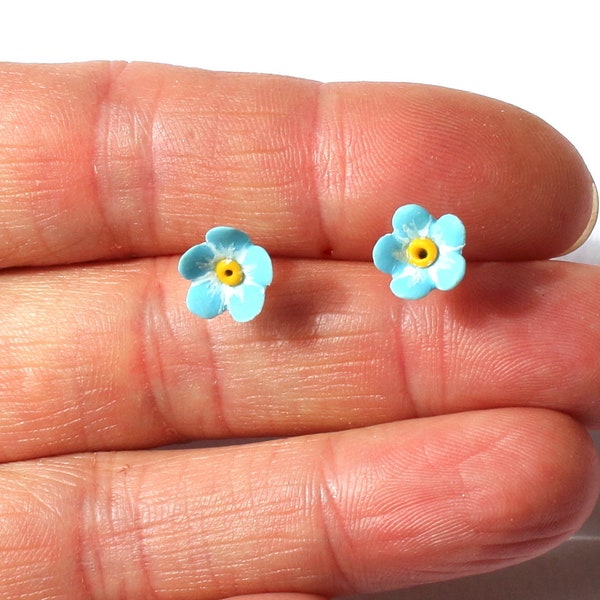 Forget me not earrings forget me jewelry flower polymer clay forget me not stud floral earrings flower earring forget me not post tiny stud