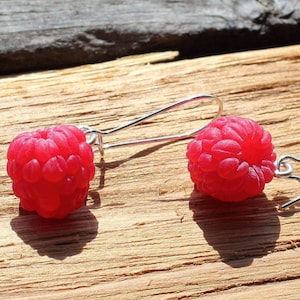 Realistic Raspberry Earrings: Polymer Clay Berry Jewelry