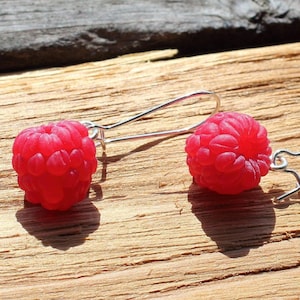 Realistic Raspberry Earrings: Polymer Clay Berry Jewelry, Razz Jewellery