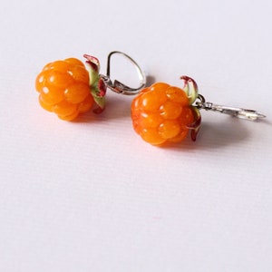 Cloudberry earrings cloudberry jewelry fake food berry jewelry realistic cloudberry polymer clay jewelry berry earrings fruit earrings vegan