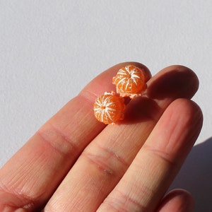 Mandarin earrings tangerine earrings clementine earrings mandarin post stud Mandarin jewelry fruit earrings citrus jewelry citrus earrings image 1