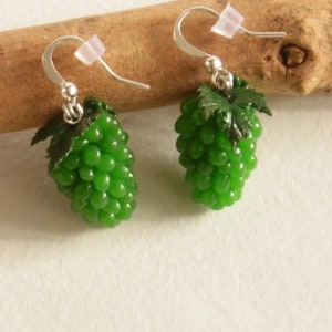 Emerald Green Grapes Earrings: Handmade Polymer Clay Berry Jewelry