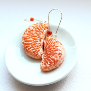 Mandarin earrings tangerine jewelry Mandarin jewelry gift for her polymer clay fruit earring mandarin slice tangerine slice tangerin jewelry