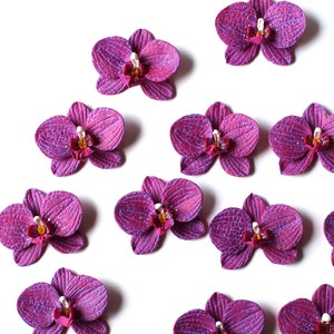 Orchid Charm: Handmade Polymer Clay Burgundy Flower Bead, DIY Flower Supplies (4cm, 1 3/8") image 2