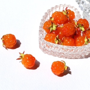 cloudberry bead 5 ps clay cloudberry salmonberry bead  DIY berry set fruit bead berry charm Jewelry Making Kit gift for her cloudberry jewel