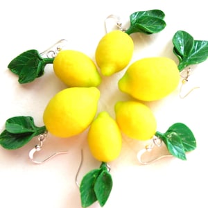 Lemon earrings fake food jewelry Handmade lemon jewelry citrus jewelry polymer clay jewelry gift for woman funny earrings Fruit earrings