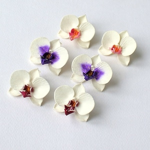 Orchid earrings white orchid jewelry polymer clay jewelry white flower white jewelry floral jewelry flower earrings orchid floral jewelry image 1