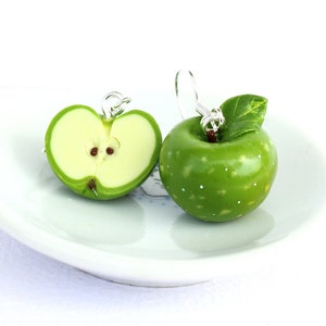 Apple earrings green apple jewelry gift for her fruit earrings apple jewellery vegan jewelry apple charm green apple earrings funny earrings