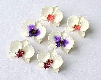 Orchid earrings white orchid jewelry polymer clay jewelry white flower white jewelry floral jewelry flower earrings orchid floral jewelry