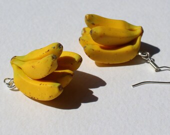 fruit jewelry miniatures bananas gift for women Summer jewelry Dangle earrings Banana earrings Earrings with banana of polymer clay