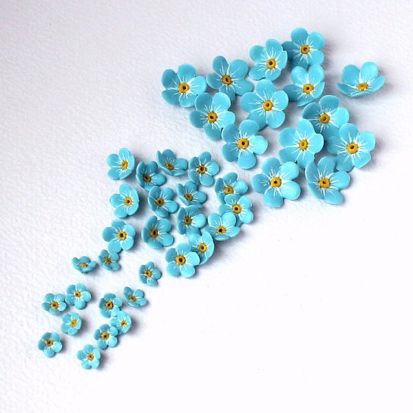 Forget me not jewelry forget me not bead 10 ps light blue flower bead floral bead DIY flower DIY kit blue fake flower forget-me-not jewelry