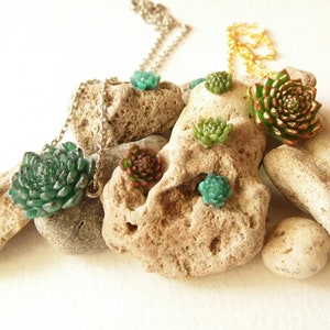 Succulent Choker: Handmade Polymer Clay Desert Rose Necklace, chain options