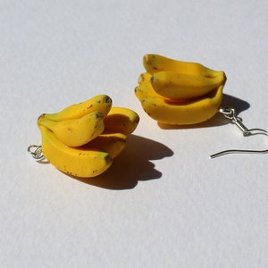 Banana earrings banana jewelry gift for her polymer clay yellow earrings realistic banana fruit earrings vegan earrings tropical jewellery