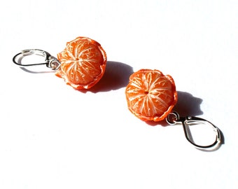 Mandarin earrings tangerine jewelry Mandarin jewelry gift for her polymer clay orange earrings silver earrings fruit earrings berry jewelry