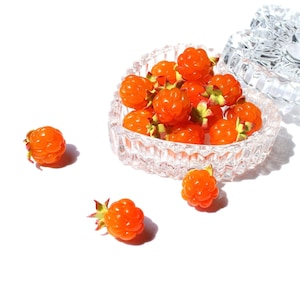 cloudberry bead 20 ps cloudberry jewelry cloudberry clay polymer clay jewelry salmonberry jewelry DIY berry bead fruit bead berry charm