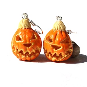 Halloween earrings pumpkin earrings carved pumpkin earrings Halloween jewelry Halloween Costume Jack o lantern pumpkin polymer clay jewelry