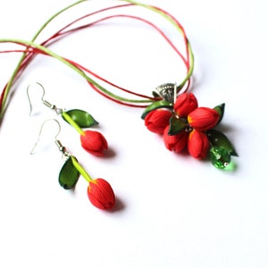 Tulip pendant tulip earring tulip jewelry red tulip necklace tulip bracelet plant jewelry flower jewelry tulip jewellery gift for her