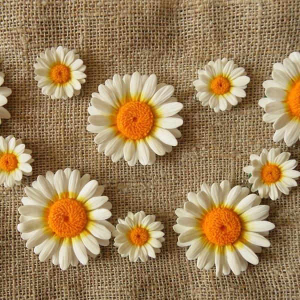 Daisy bead daisy jewelry flower polymer clay chamomile bead chamomile pendant daisy charm daisy earrings daisy bracelet wedding jewelry