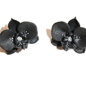Orchid earrings orchid jewelry black orchid gift for her flower earrings Phalaenopsis earrings orchid jewellery clay orchid clay flower