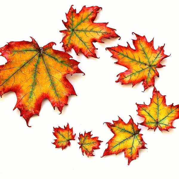 Maple Leaf Charm: Polymer Clay Fall Pendant, 1pc