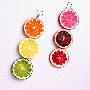 Citrus slice earrings citrus jewelry orange slice earrings citrus jewellery polymer clay jewelry lemon slice earrings lime slice earrings