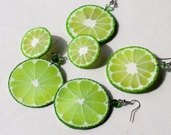 Lime earrings lime slice post stud Lime slice earrings citrus earrings polymer clay jewelry Lime slice jewelry funny earrings Fruit earrings