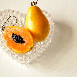 Papaya Earrings Papaya Jewelry Papaya 3d Charm Polymer Clay Jewelry ...