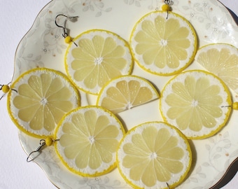 Lemon Slice Earrings: Handmade Polymer Clay Citrus Jewelry