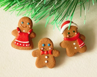 Christmas jewelry Gingerbread Man pin Christmas pin polymer clay jewelry gingerbread jewelry Christmas lapel pin Christmas gift for him