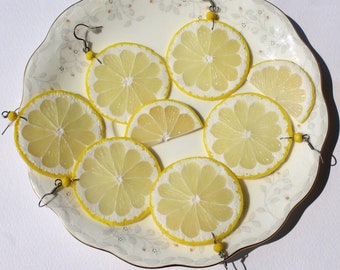 Lemon earrings fake food jewelry lemon slice earrings citrus jewelry polymer clay jewelry lemon slice jewelry funny earrings Fruit earrings